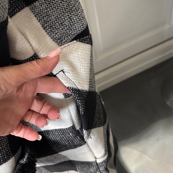 RD Style Black and White Plaid Teddy Jacket - Picture 5 of 7